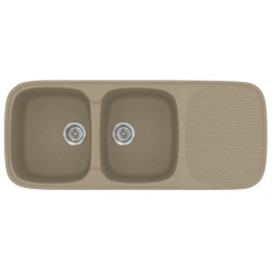 Νεροχύτης Ένθετος Γρανιτένιος Συνθετικός Sanitec Classic 300 (116x50) με 2 Ίσες Γούρνες Granite Taupe